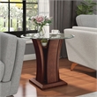Furniture of America Lantler Round Glass Top End Table in Dark Cherry