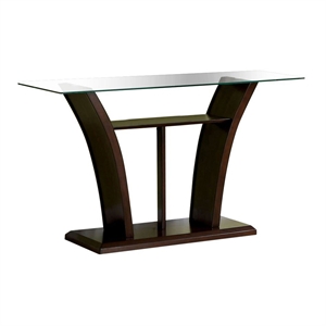 Furniture of America Lantler Contemporary Glass Top Console Table in Dark Cherry
