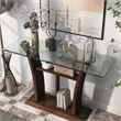 Furniture of America Lantler Contemporary Glass Top Console Table in Dark Cherry