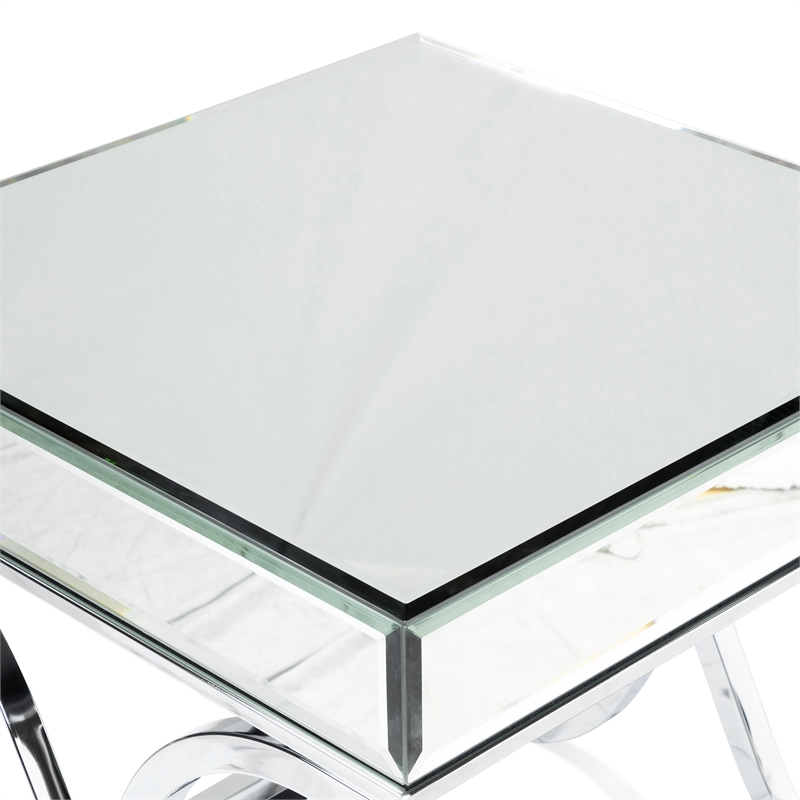 Furniture of America Xander Metal 2-Piece Coffee Table Set in Chrome