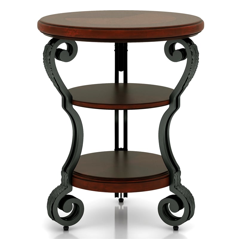 Furniture of America Azea Solid Wood 4-Piece Coffee Table Set in Brown Cherry