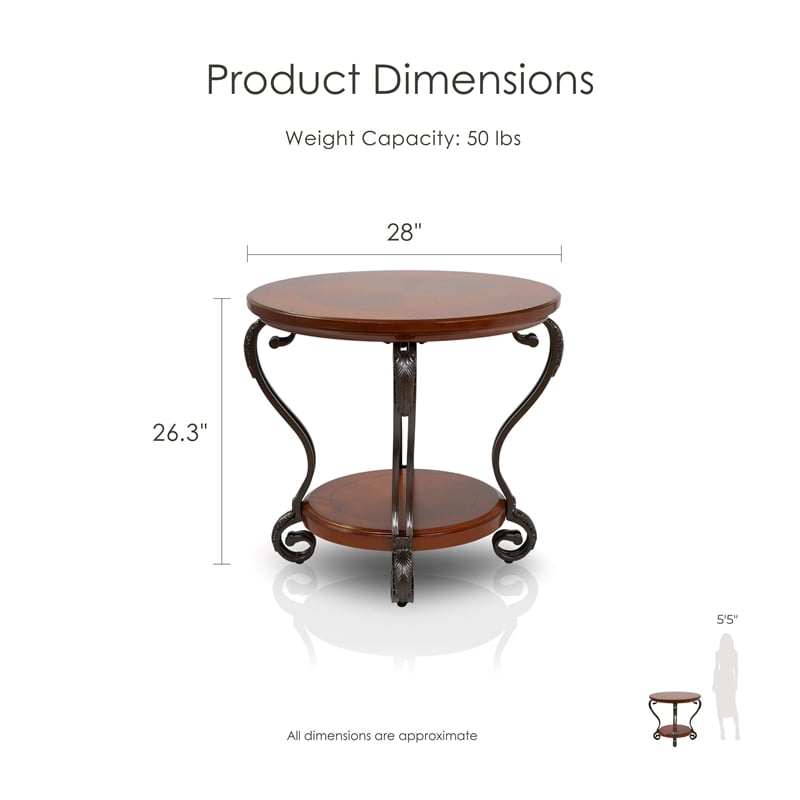 Furniture of America Azea Solid Wood 4-Piece Coffee Table Set in Brown Cherry