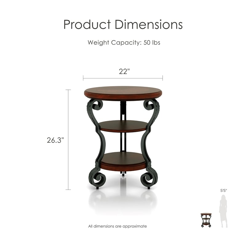 Furniture of America Azea Solid Wood 4-Piece Coffee Table Set in Brown Cherry