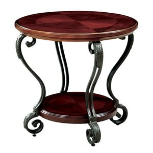 Furniture of America Azea Traditional Wood 1-Shelf End Table in Brown Cherry