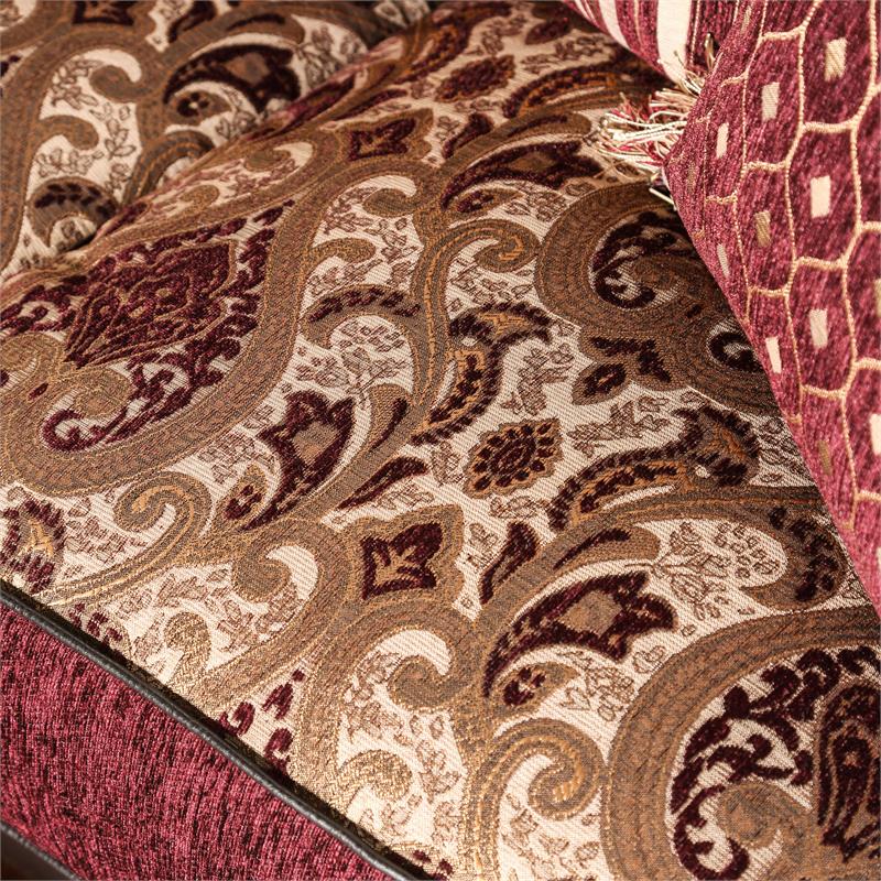 Furniture of America Lozano Faux Leather 2-Piece Sofa Set in Burgundy Red