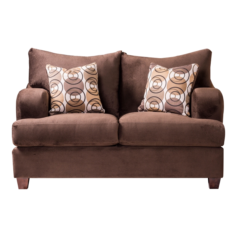 Furniture of America Tremble Transitional Fabric 2-Piece Sofa Set in Chocolate