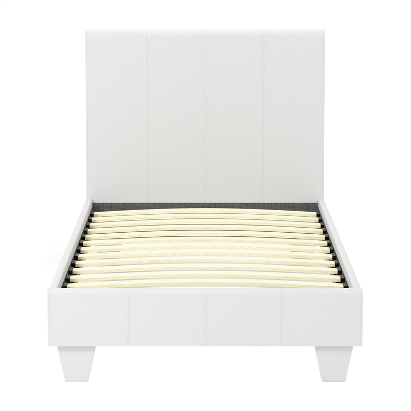Furniture of America Ramone Faux Leather Twin Platform Bed in White