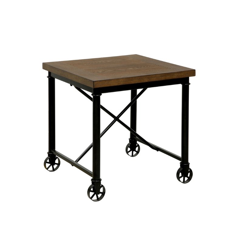 Furniture of America Saucedo Wood 3-Piece Coffee Table Set in Medium Oak