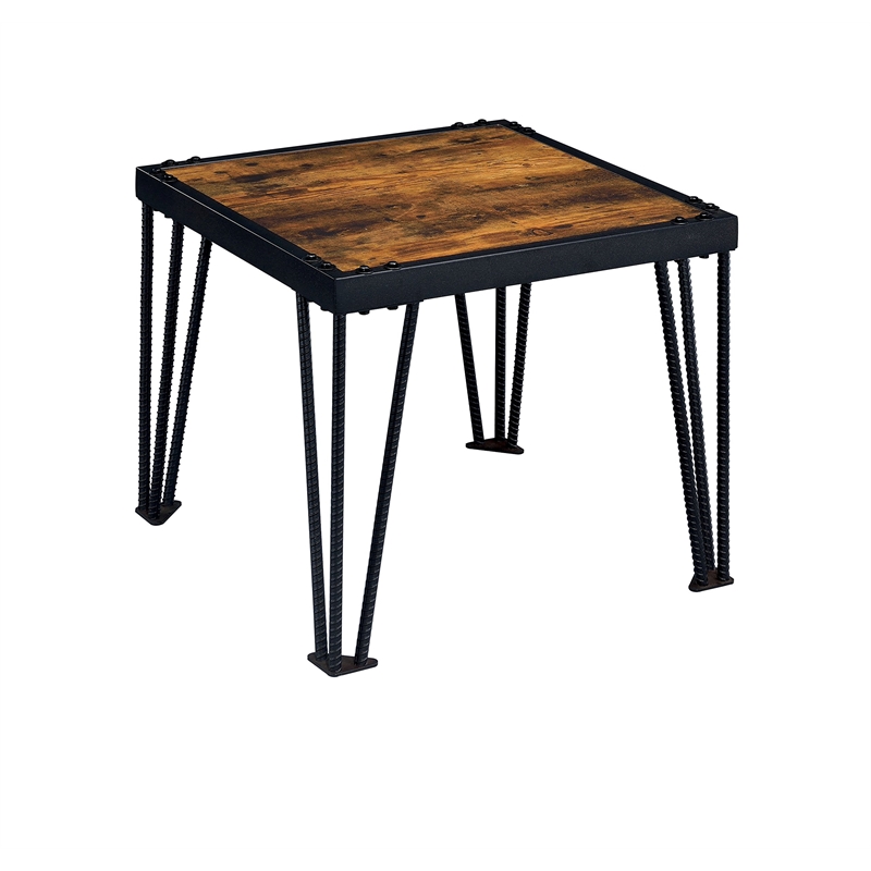 Furniture of America Eagles Industrial Metal Square End Table in Black