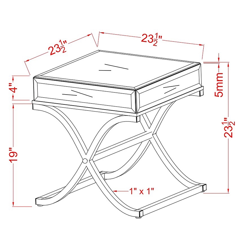 Furniture of America Xander Contemporary Metal Square End Table in Chrome