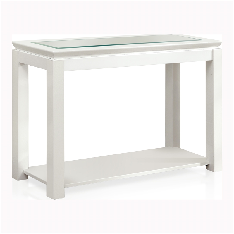 Furniture of America Kristof Wood 1-Shelf Console Table in Glossy White
