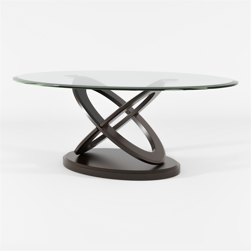 Furniture of America Darbunic Wood Glass Coffee Table in Dark Walnut
