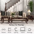 Furniture of America Burseel Wood 3-Piece Coffee Table Set in Dark Oak and Ivory