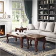 Furniture of America Burseel Wood 3-Piece Coffee Table Set in Dark Oak and Ivory