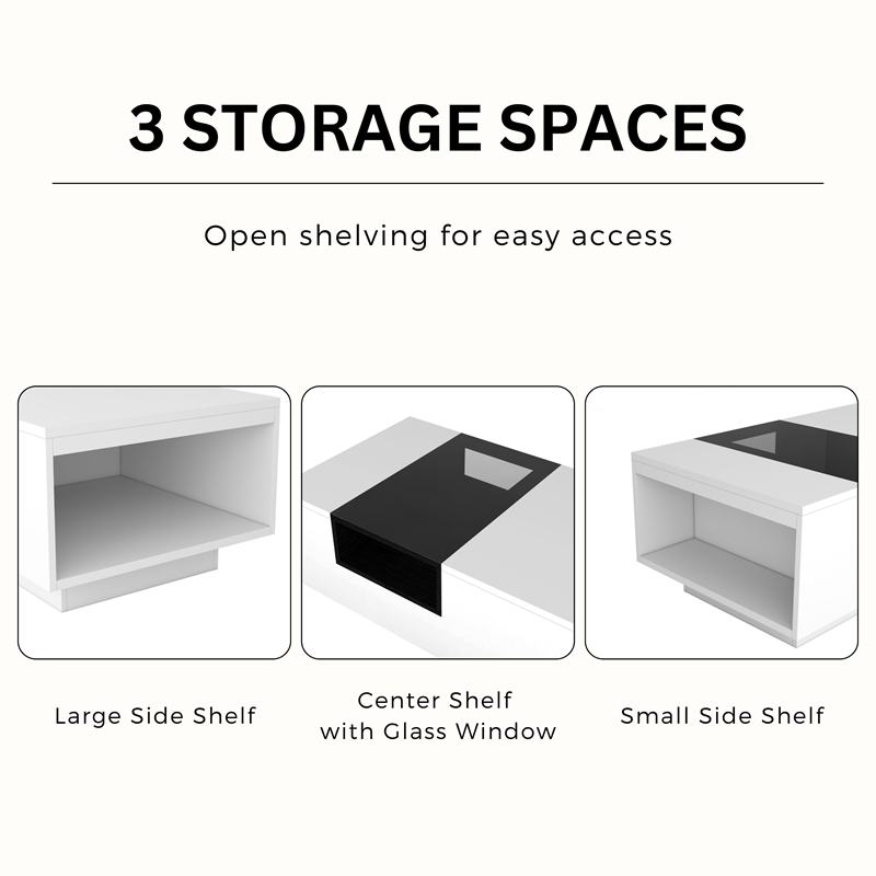 Furniture of America Sydney Modern Wood Storage Coffee Table in White and Black