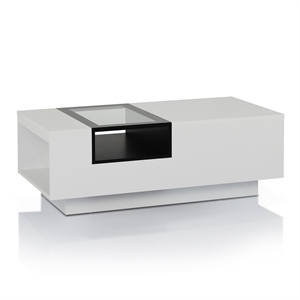 Furniture of America Sydney Modern Wood Storage Coffee Table in White and Black