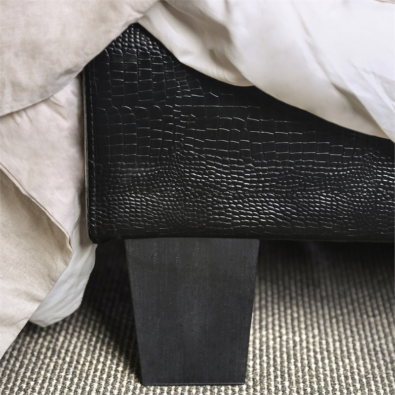 Furniture of America Nicole Faux Leather Queen Platform Bed in Black