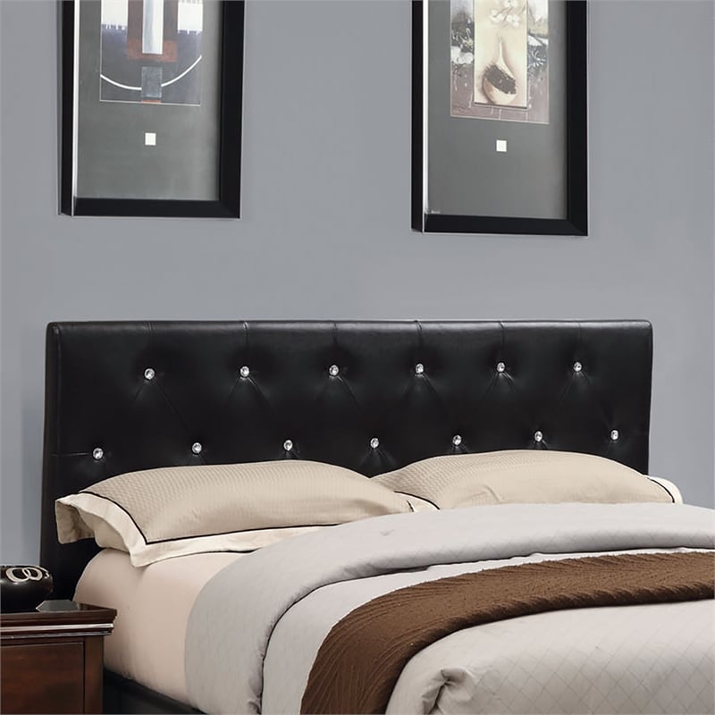 Furniture of America Kylen Faux Leather Queen Platform Bed in Black