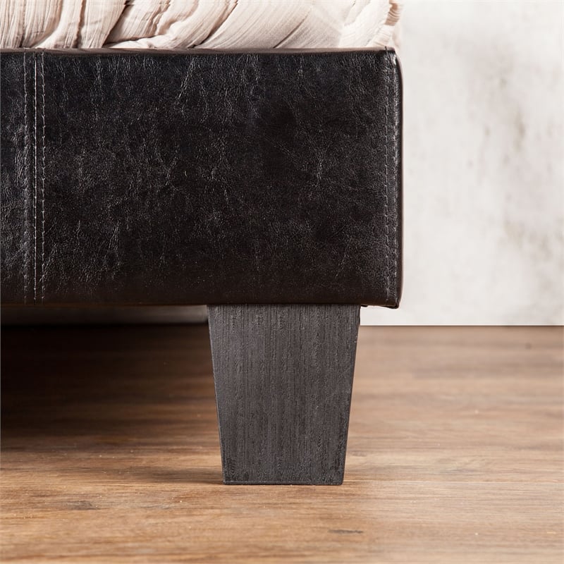 Furniture of America Kylen Faux Leather Queen Platform Bed in Black