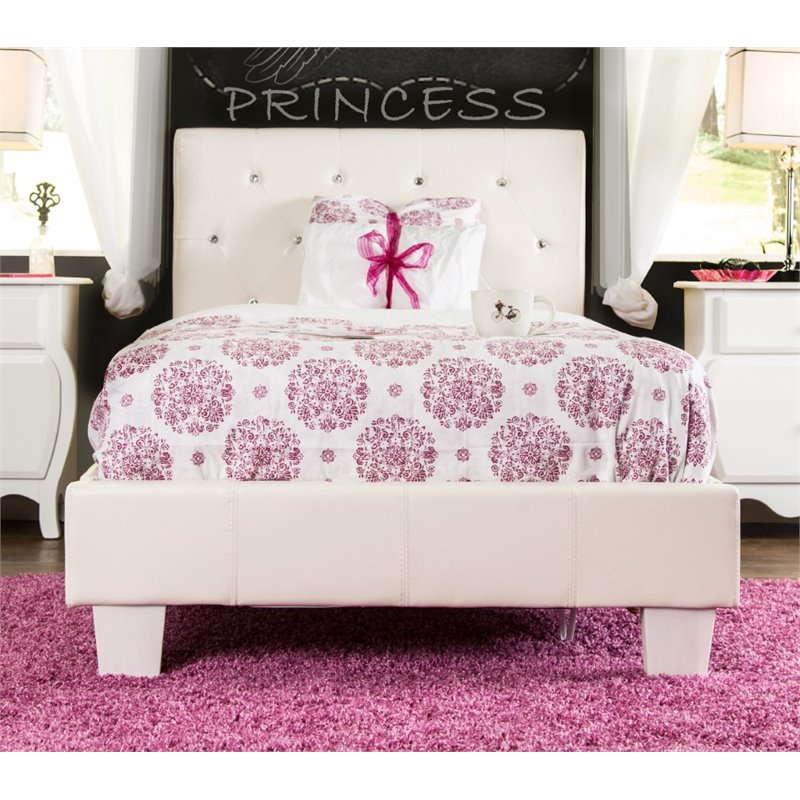 Furniture of America Kylen Faux Leather Twin Platform Bed in White