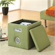 Furniture of America Larson Fabric Square Speaker Ottoman in Green