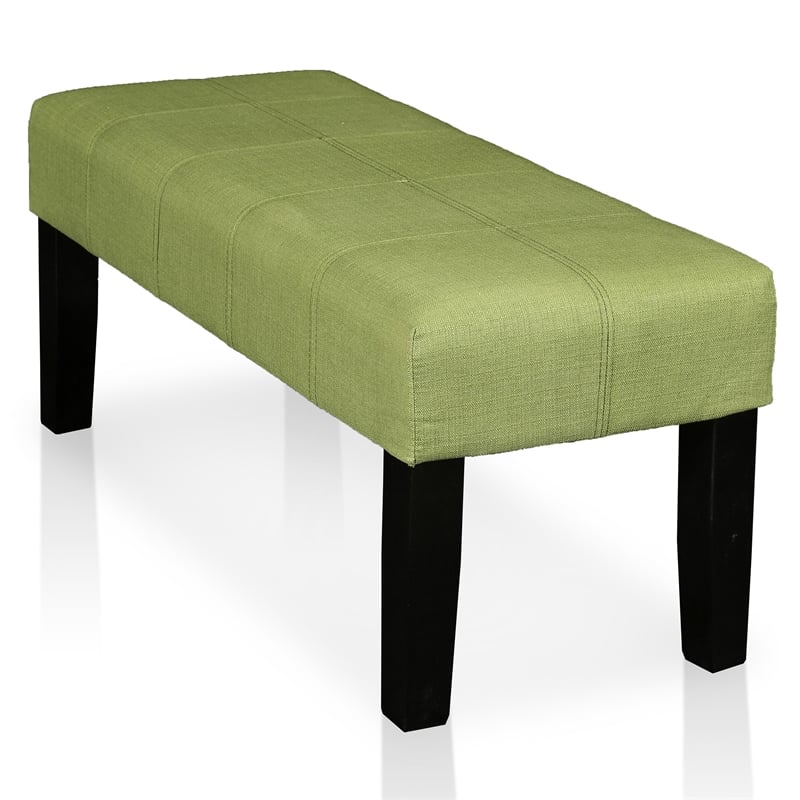 Furniture of America Parcey Contemporary Fabric Padded Bench in Green