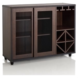 Furniture of America Alan Wood Multi-Storage Buffet with Casters in Walnut