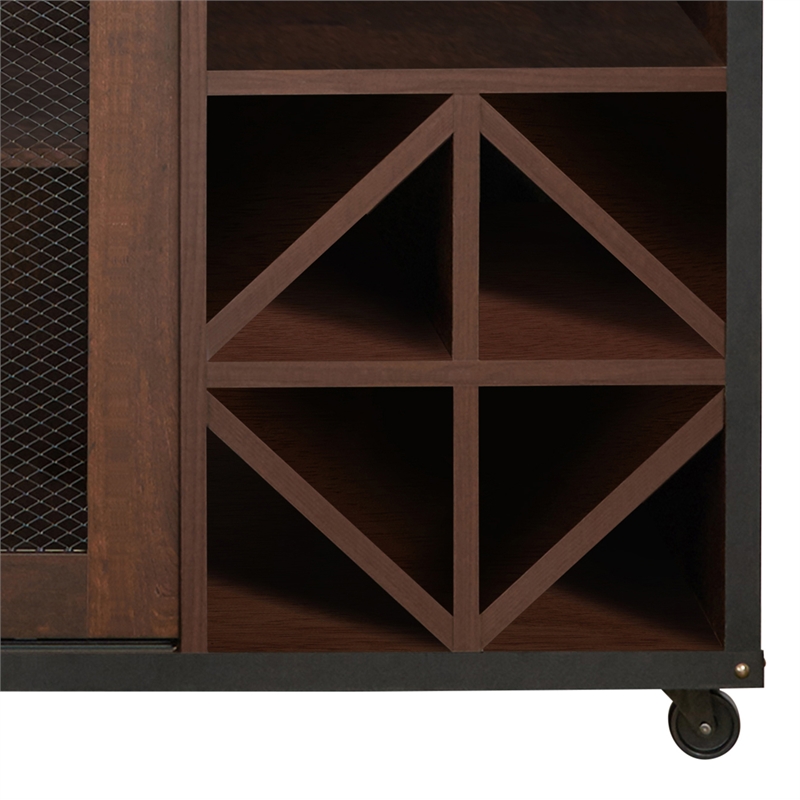 Furniture of America Alan Wood Multi-Storage Buffet with Casters in Walnut