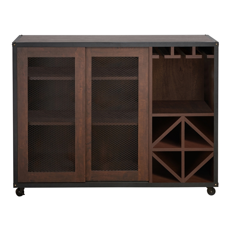 Furniture of America Alan Wood Multi-Storage Buffet with Casters in Walnut