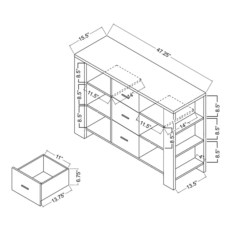 Furniture of America Nathan Modern Wood Multi-Storage Buffet in Cappuccino