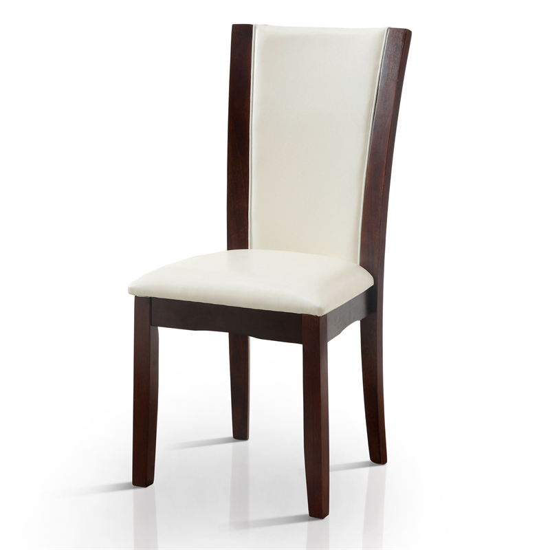 Furniture of America Waverly Faux Leather Side Chair in White (Set of 2)