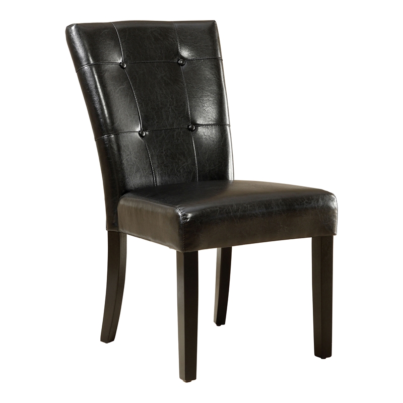 Furniture of America Peeves Faux Leather Dining Chair in Espresso (Set of 2)