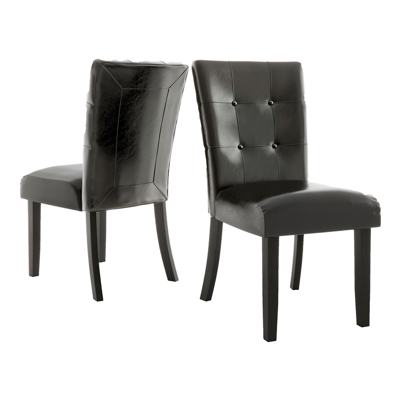 Furniture of America Peeves Faux Leather Dining Chair in Espresso (Set of 2)