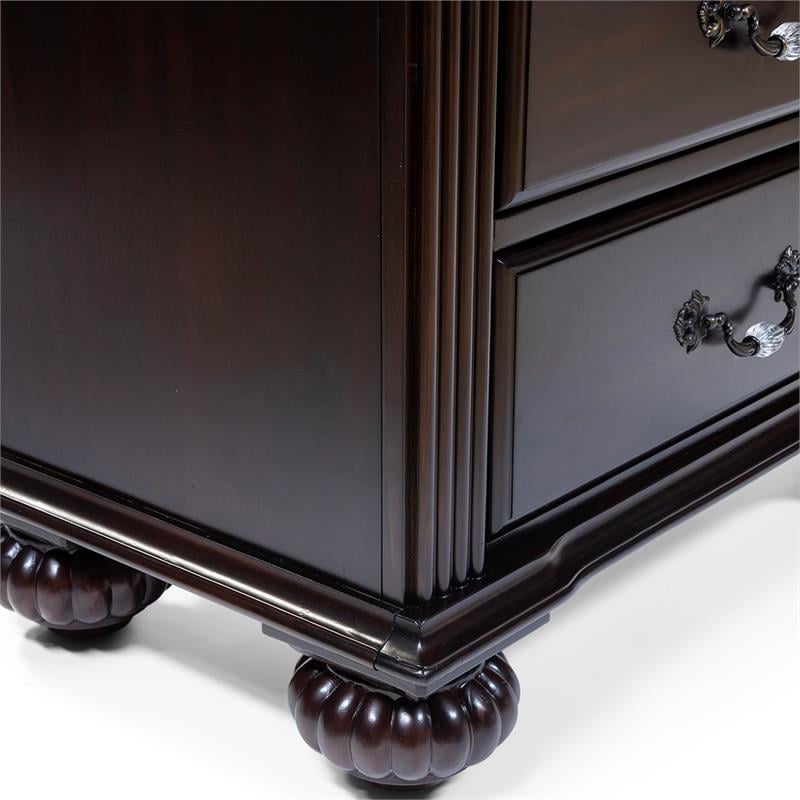 Furniture of America Damos Solid Wood 3-Drawer Nightstand in Dark Walnut