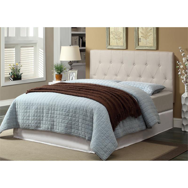 Furniture of America Warscher Fabric Full Queen Tufted Headboard in Ivory