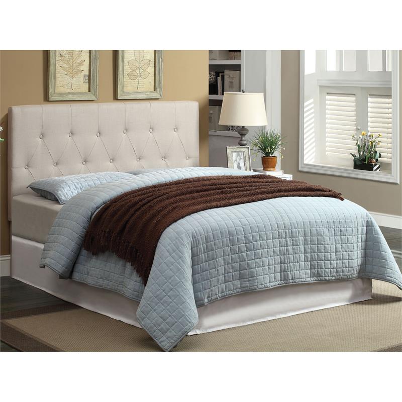 Furniture of America Warscher Fabric Full Queen Tufted Headboard in Ivory