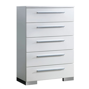 Furniture of America Rayland Contemporary Wood 5-Drawer Chest in Glossy White