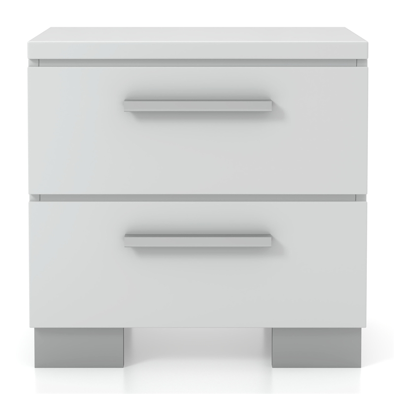 Furniture of America Rayland Solid Wood 2-Drawer Nightstand in Glossy White