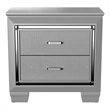 Furniture of America Rachel Solid Wood 2-Drawer Nightstand in Silver