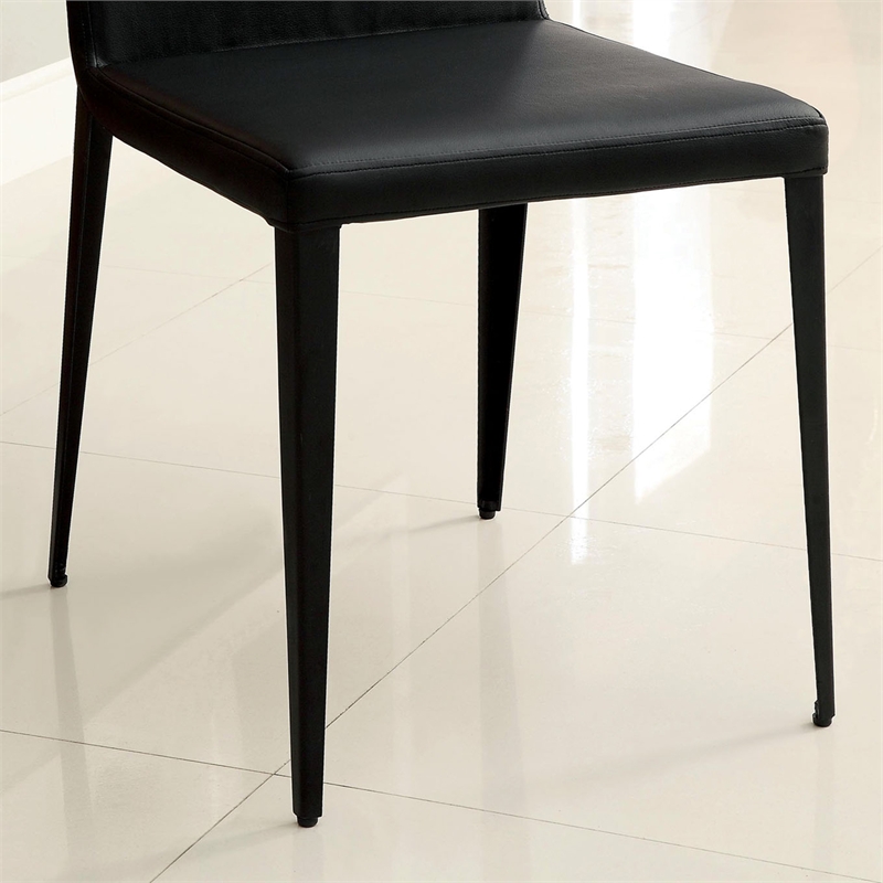 Furniture of America Tammie Faux Leather Dining Chair in Black (Set of 2)