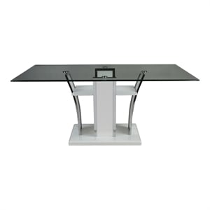 Furniture of America Valery Contemporary Glass Top Dining Table in White