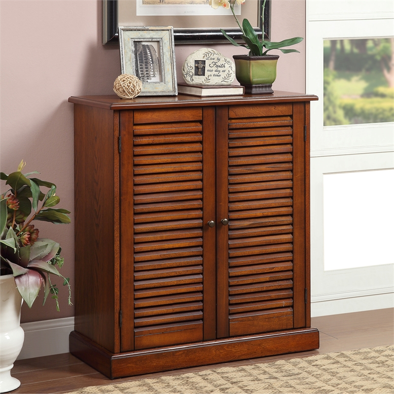 Furniture of America Medley Transitional Wood 5-Shelf Shoe Cabinet in Oak