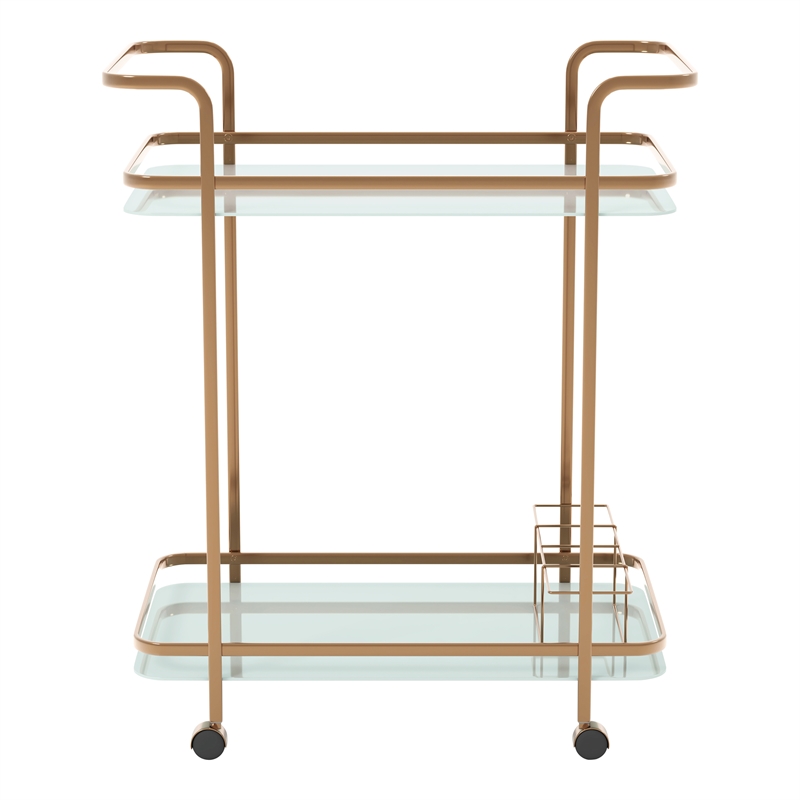 Furniture of America Anneliese Contemporary Metal Bar Cart in Gold Champagne