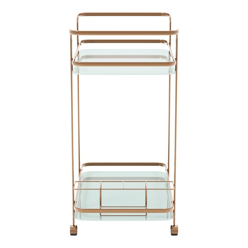 Furniture of America Anneliese Contemporary Metal Bar Cart in Gold Champagne