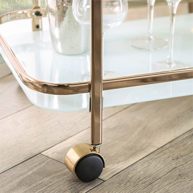 Furniture of America Anneliese Contemporary Metal Bar Cart in Gold Champagne