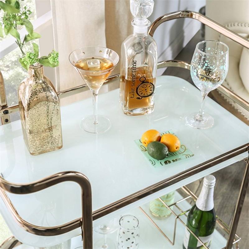 Furniture of America Anneliese Contemporary Metal Bar Cart in Gold Champagne