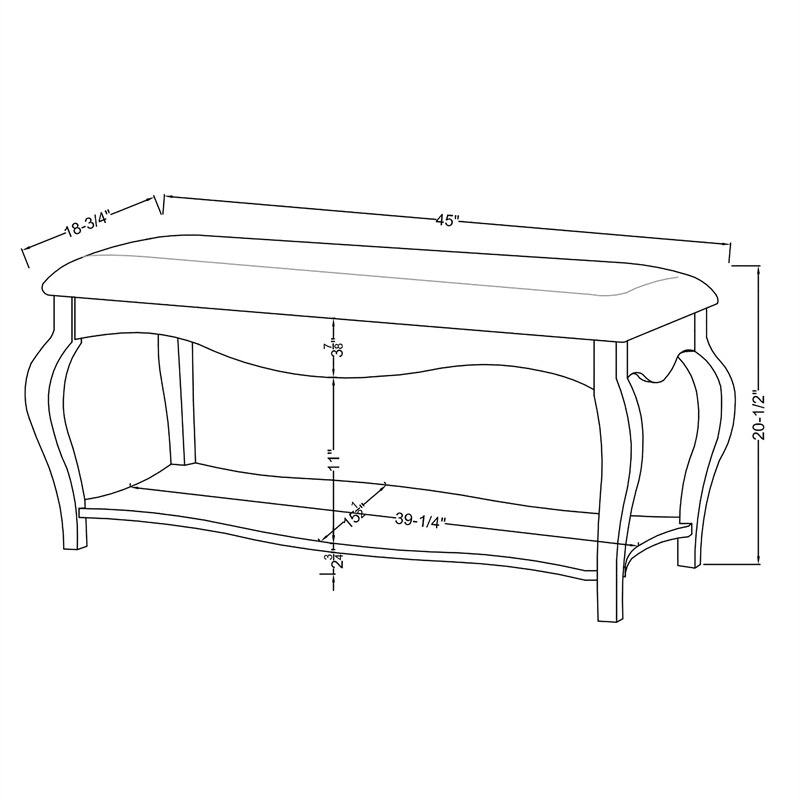 Furniture of America Mondor Faux Leather Padded Bench in Tobacco Oak