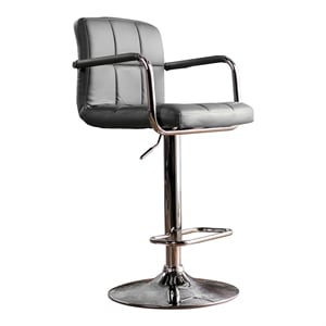 Furniture of America Reiley Modern Metal Adjustable Bar Stool in Gray