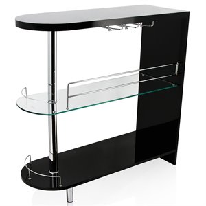 Furniture of America Godric Contemporary Wood 2-Shelf Pub Table in Black