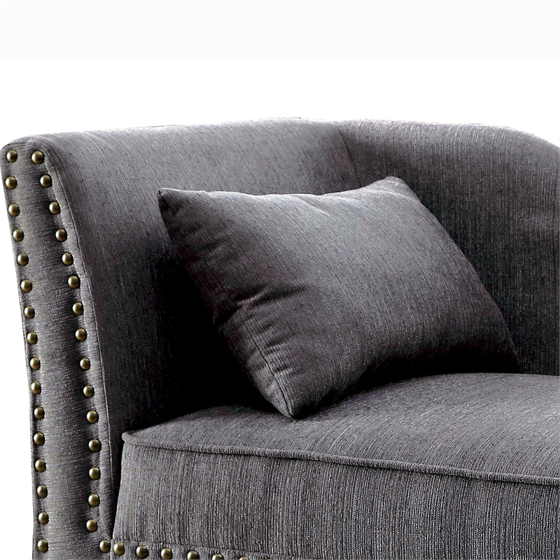 Furniture of America Jazlyn Contemporary Fabric Nailhead Chaise Lounge in Gray